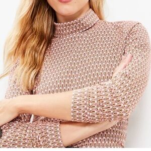 NWT LOFT Outlet Mock Turtleneck Striped Sweater 🎃 Burnt Orange Pumpkin Size L